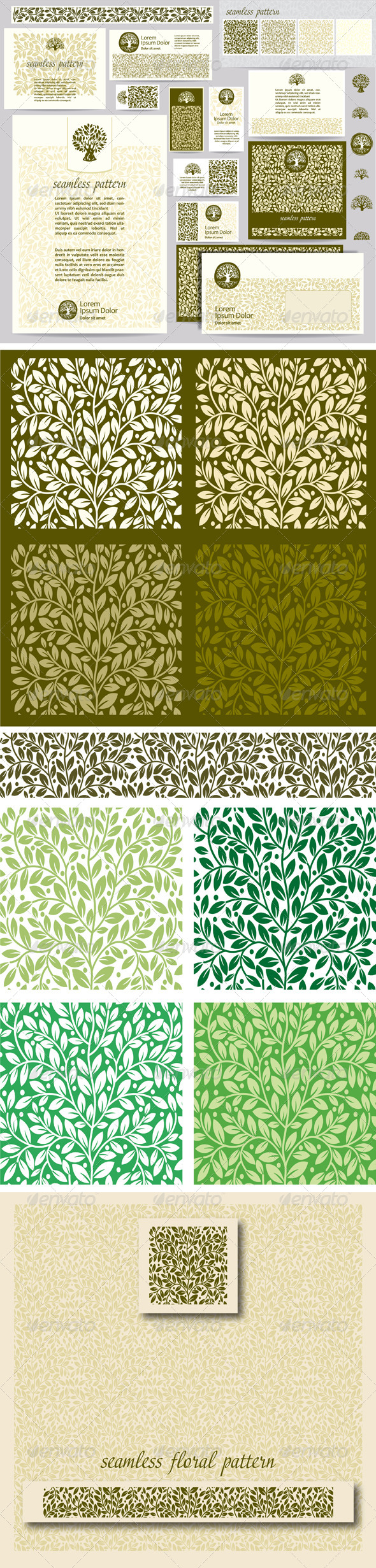 Identity Template with Leaf Seamless Pattern - Flowers & Plants Nature