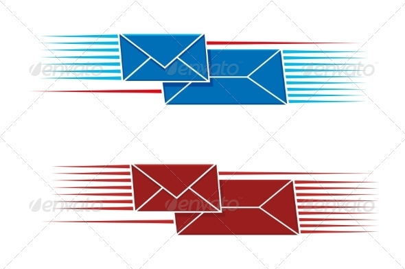 Two Snail Mail Icons with Envelopes - Patterns Decorative