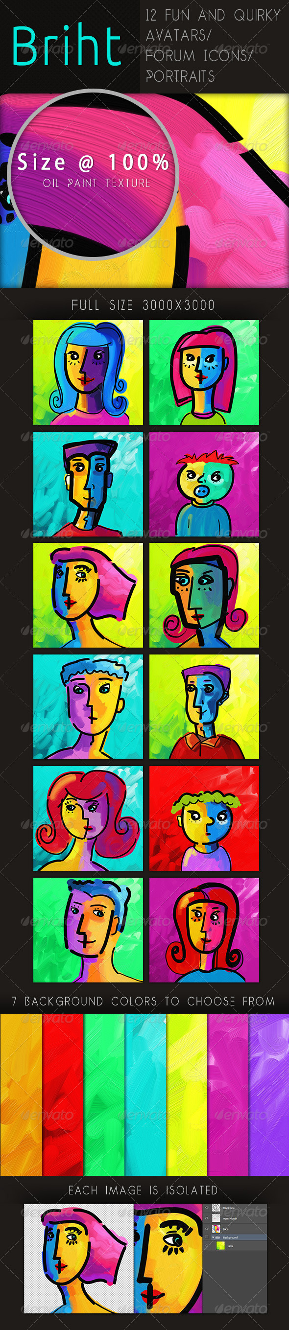 Briht - Painted Portrait Avatars - Miscellaneous Backgrounds