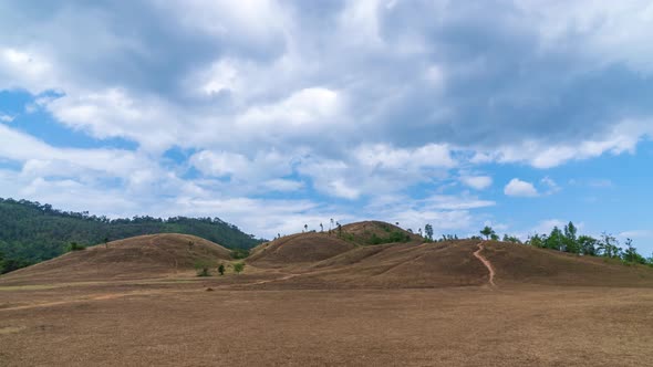 Golden Grass or Bald Hill mountain, scenic park in Ranong, Thailand - Time Lapse