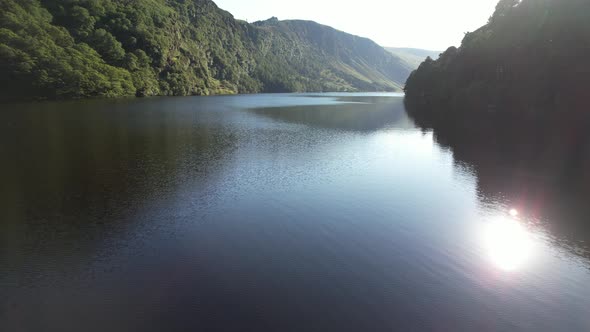 Flying over sprinkle water