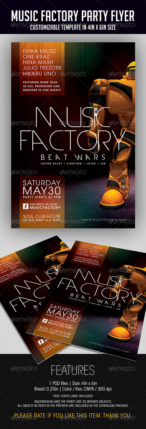 Music Factory Party Flyer - Clubs & Parties Events
