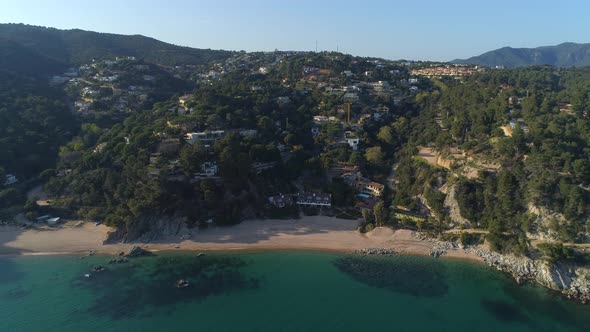 Aerial View of Costa Brava Coast in Catalonia Spain
