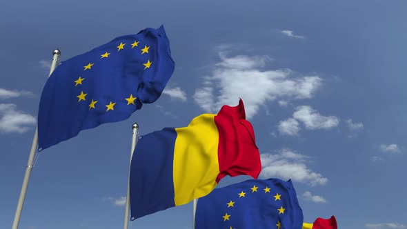 Flags of Romania and the European Union, Motion Graphics | VideoHive