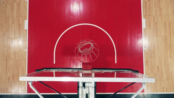 Top View of a Gym with a Basket Installed in It alt