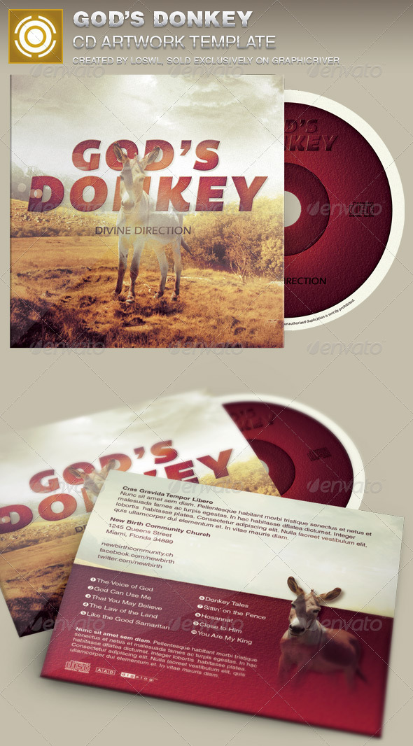 God's Donkey CD Artwork Template - CD & DVD Artwork Print Templates