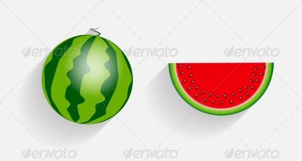 Watermelon Icons with Long Shadows - Web Technology