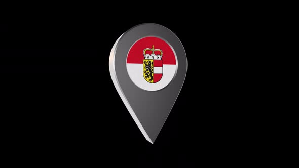 3d Animation Map Navigation Pointer With Flag Of Salzburg ( Austria) With Alpha Channel - 2K alt