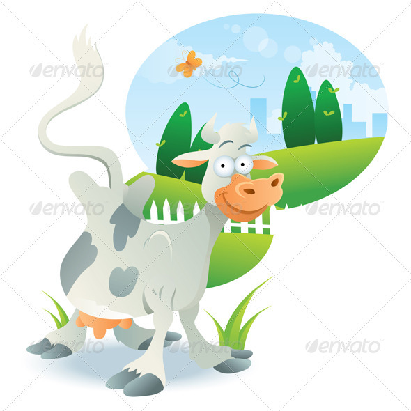 Cow Illustration Cartoon - Animals Characters