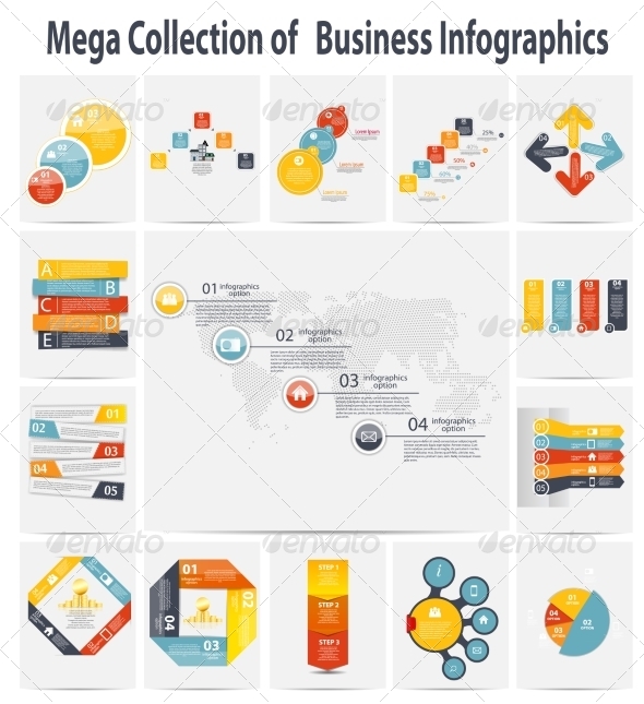 Collection of Infographic Templates - Backgrounds Decorative