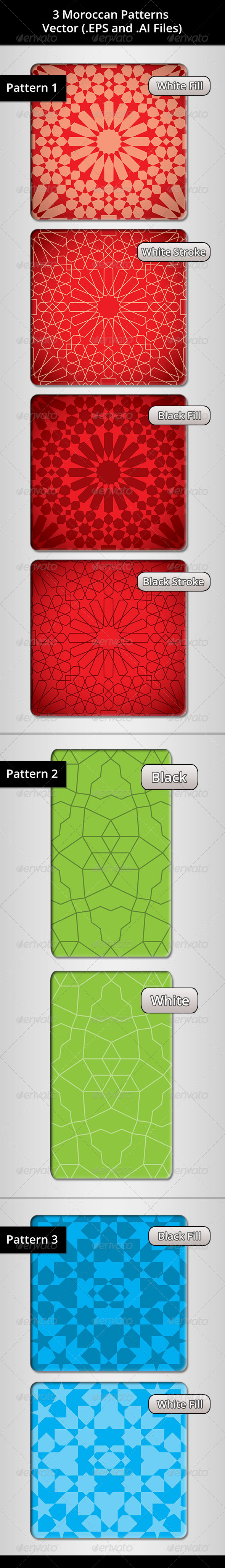 3 Moroccan Patterns Bundle - Patterns Decorative