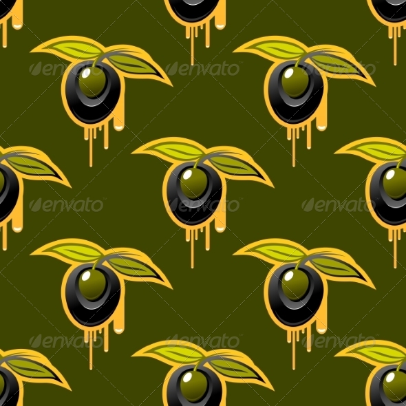 Repeat Background Seamless Pattern of Olives - Patterns Decorative