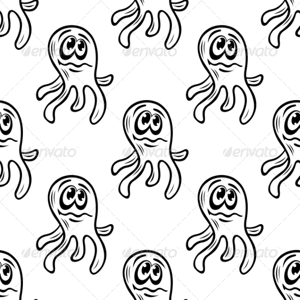 Black and White Monster Seamless Pattern - Monsters Characters