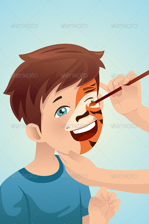 Boy having his Face Painted - People Characters