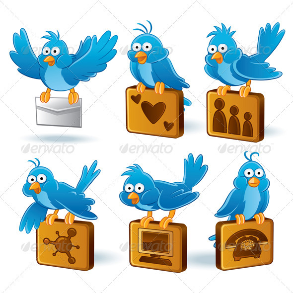 Social Media Network Bluebird Set