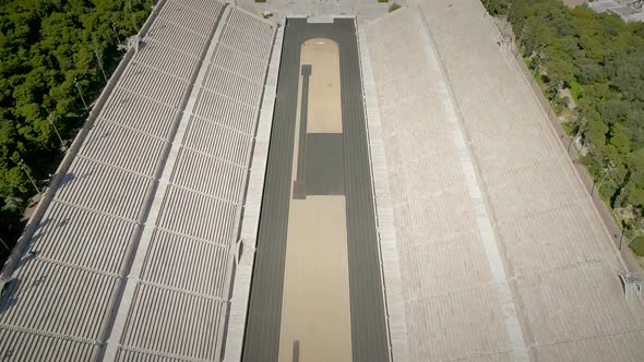 Aerial view of the Panathenaic Stadium also known as Kallimarmaro in Athens. alt
