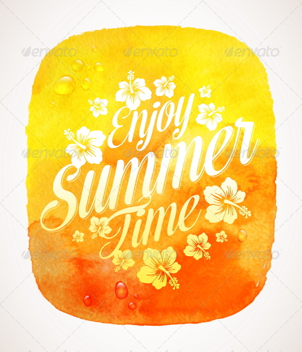 Summer Time Greeting with Tropical Flowers - Travel Conceptual