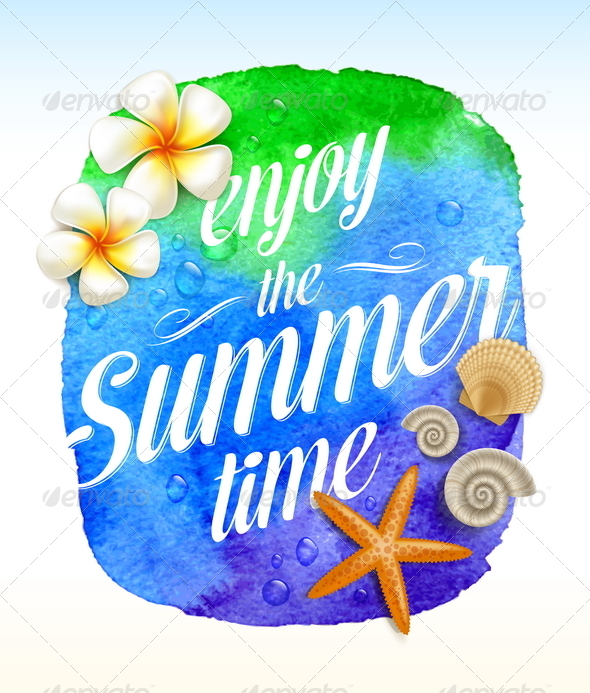 Summer Time Greeting with Tropical Flowers - Travel Conceptual