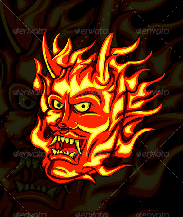 Flame Oni - Tattoos Vectors