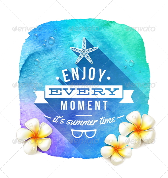 Summer Time Greeting with Tropical Flowers - Travel Conceptual