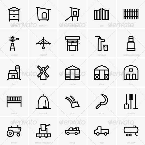 Farm Icons - Decorative Symbols Decorative