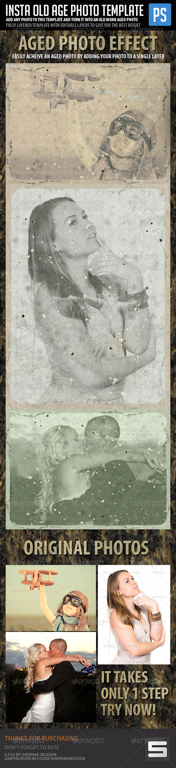 Insta Old Age Photo Template (Vintage Photo) - Photo Templates Graphics