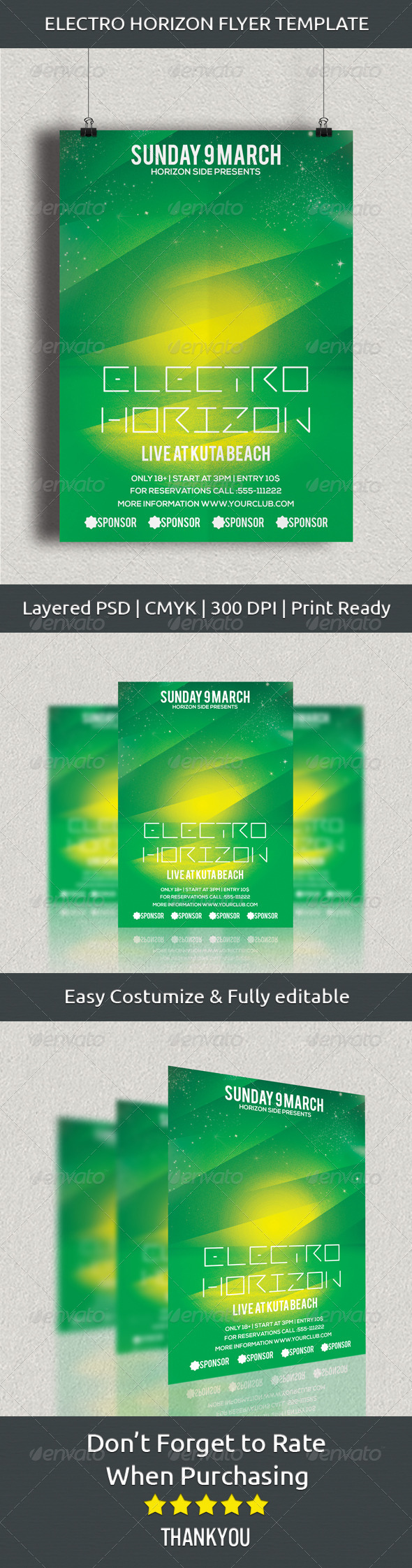 Electro Horizon Flyer Template - Clubs & Parties Events