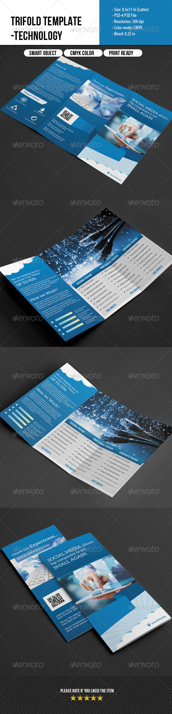 Trifold Template- Social Media Marketing - Corporate Brochures