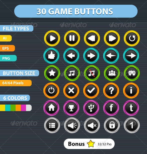 Game Buttons - Man-made Objects Objects
