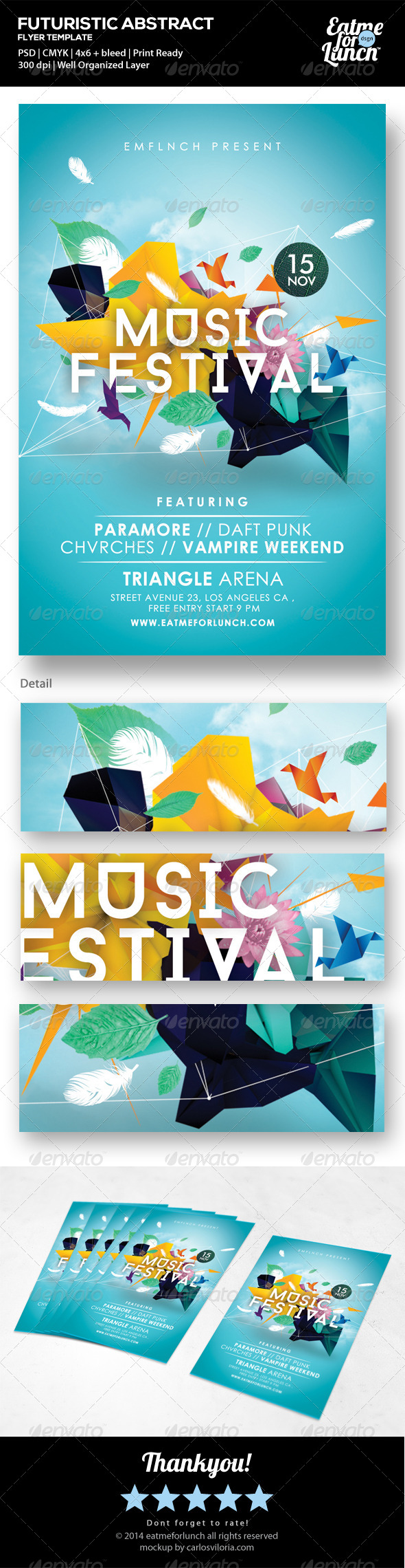 Futuristic Abstract Gigs/Festival Flyer Templates - Concerts Events