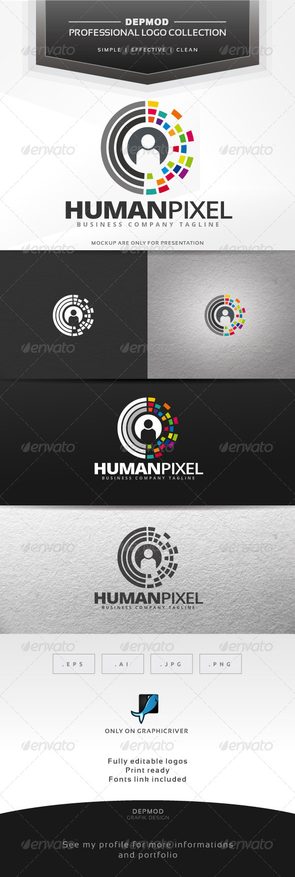 Human Pixel Logo - Symbols Logo Templates