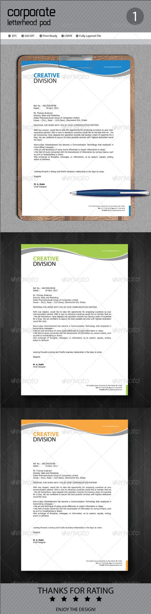 Corporate Letterhead - Stationery Print Templates