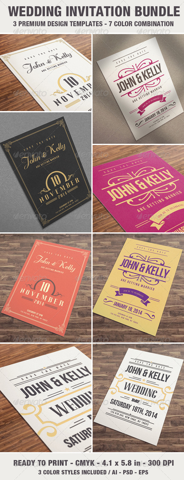 Elegant & Vintage Wedding Invitation / Card Bundle - Weddings Cards & Invites