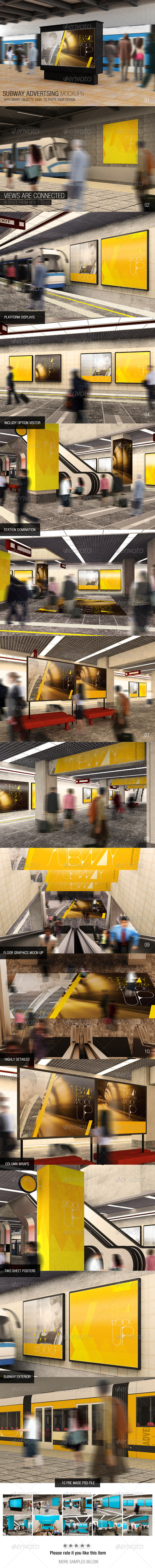 Subway Advertising Mockups - Displays Product Mock-Ups
