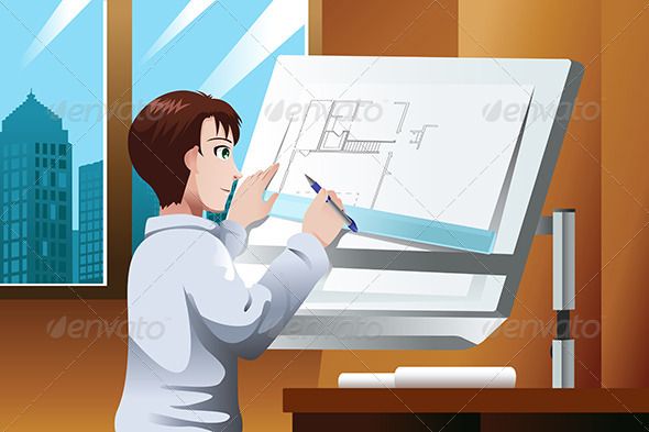Architect Working in the Office - Business Conceptual