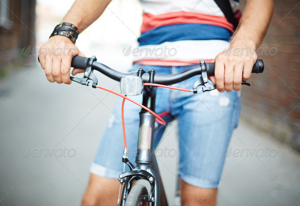 Bicycle and its owner - Stock Photo - Images