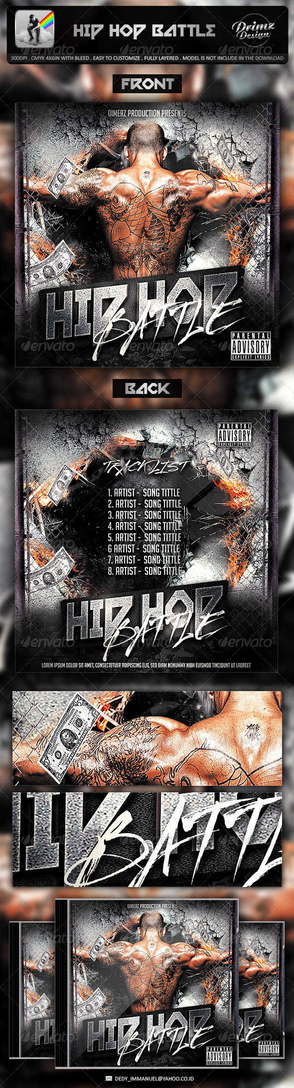 Hip Hop Battle Mixtape Template - CD & DVD Artwork Print Templates
