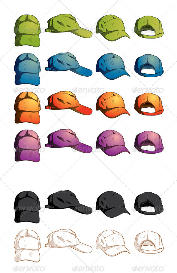 Cap Template Various Angle, Vectors GraphicRiver