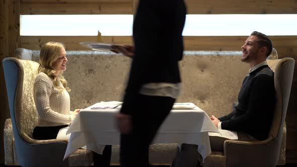 Video Couple Dining Out in Luxury Restaurant at Table for Two