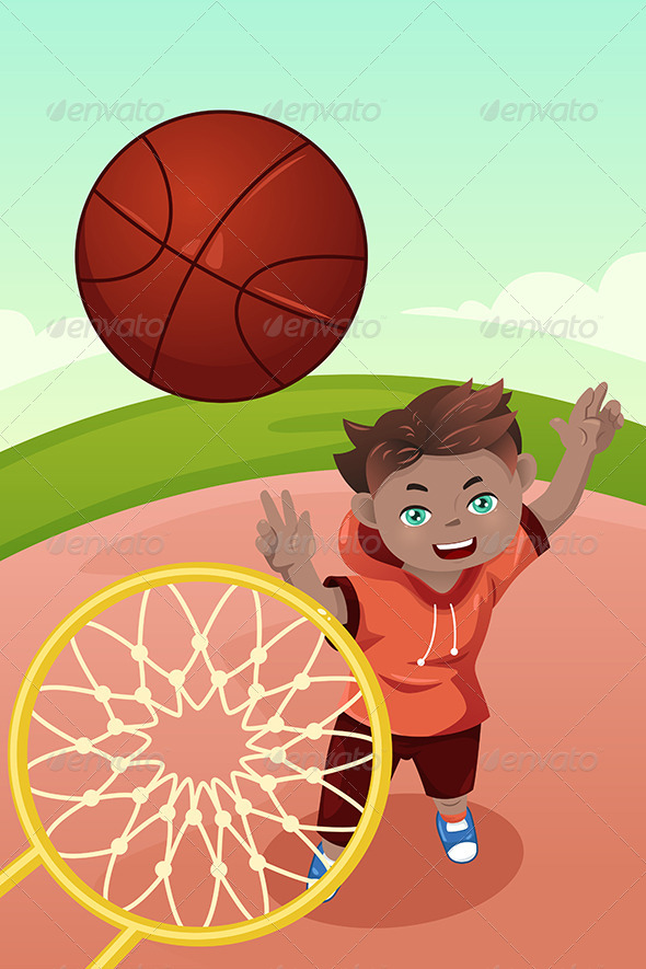 Kid Playing Basketball - Sports/Activity Conceptual
