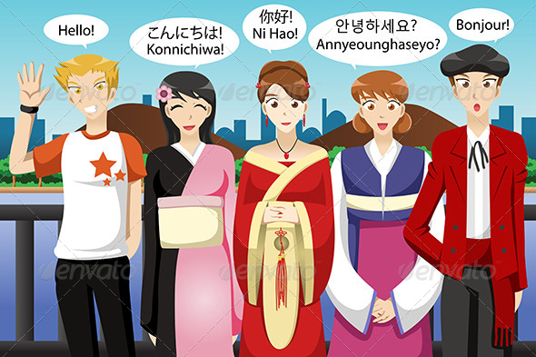 People from Different Cultures Saying Hello - People Characters