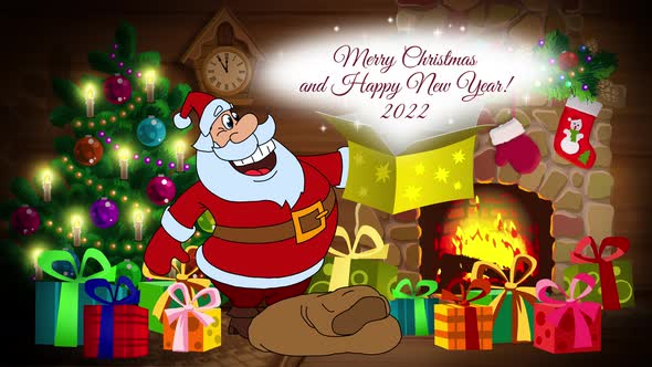 Christmas Animated Card Santa Claus In The Forest 5