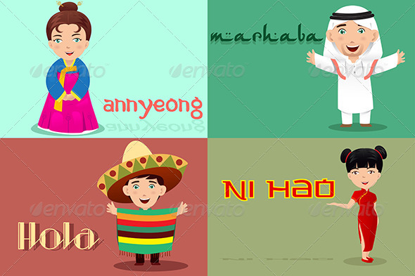People from Different Cultures Saying Hello - People Characters