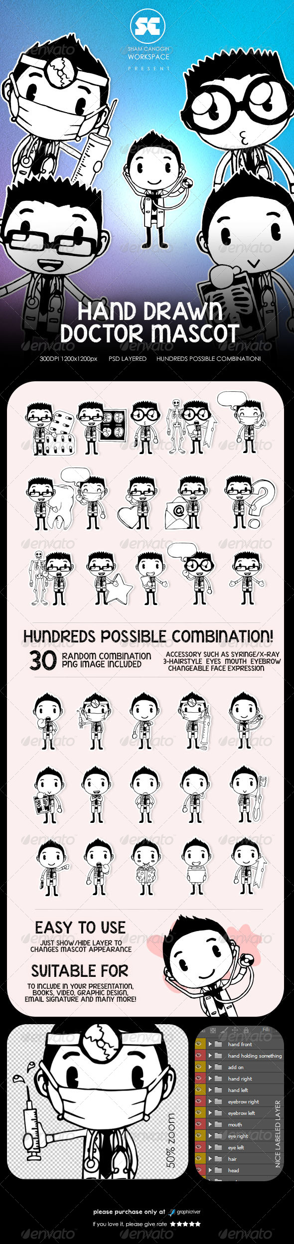 Hand Drawn Doctor Mascot - People Illustrations