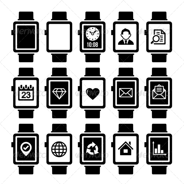 Smart Watch Icon Set.