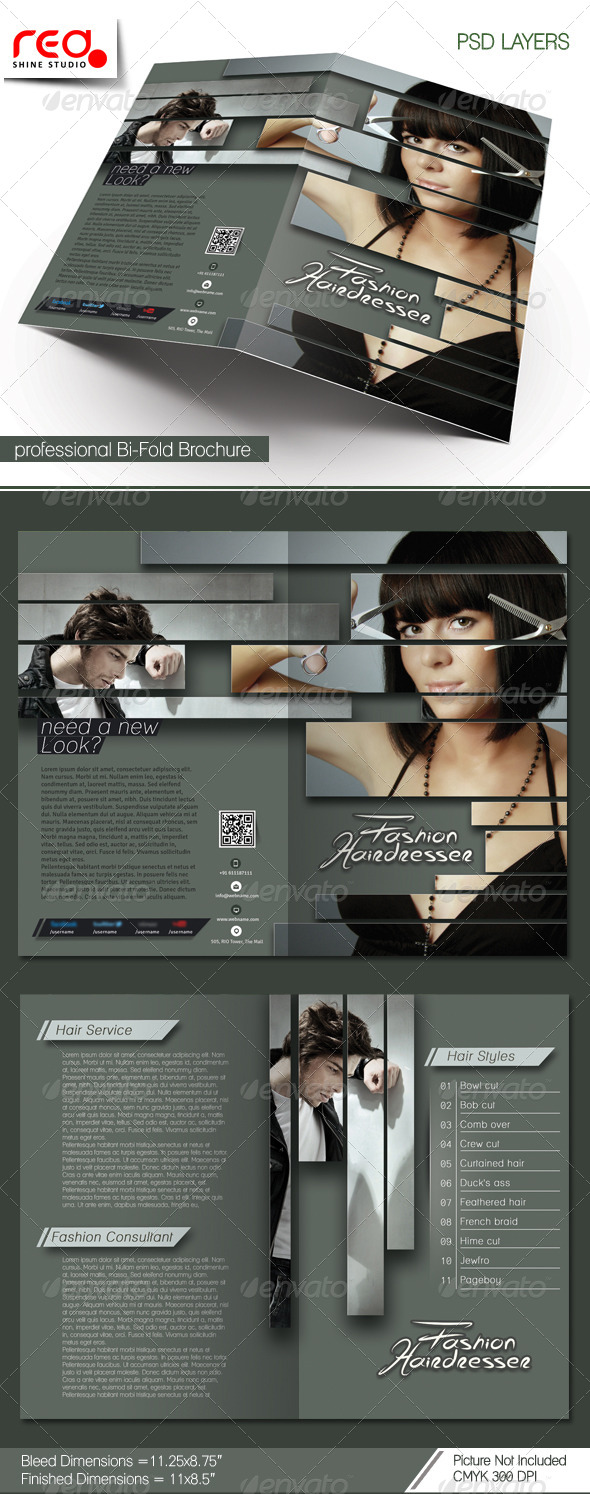 Hairdresser Salon Bi-fold Brochure Template - Corporate Brochures