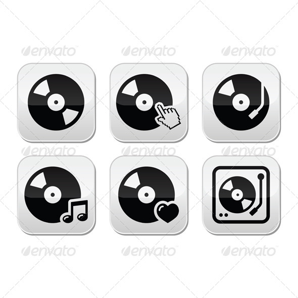 Vinyl Record DJ Button Set - Retro Technology