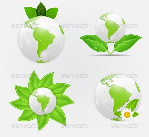 Green Eco Planet Concept - Decorative Symbols Decorative