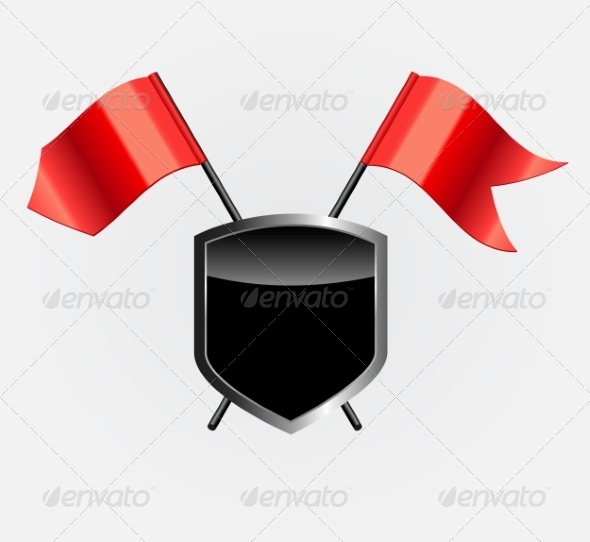 Protective Shield with Red Flags - Decorative Symbols Decorative