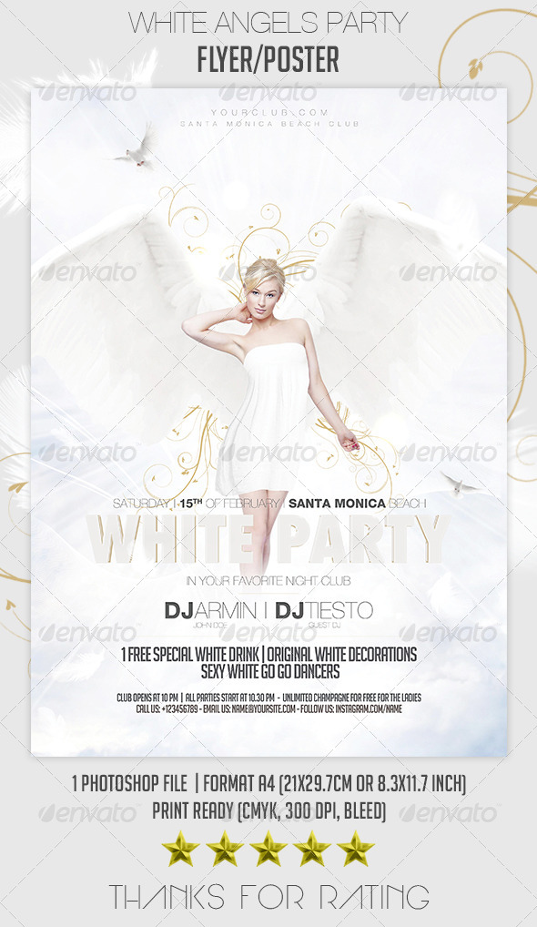 White Angels Party Flyer/Poster - Clubs & Parties Events